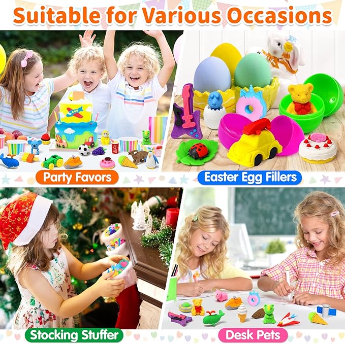 90 Pack Animal Erasers for Kids Bulk Desk Pets Classroom Prizes Treasure Box Toys for Classroom Supplies, 3D Puzzle Mini Erasers Pencil Eraser Back to School Supplies for Kids Party Favors (Random)