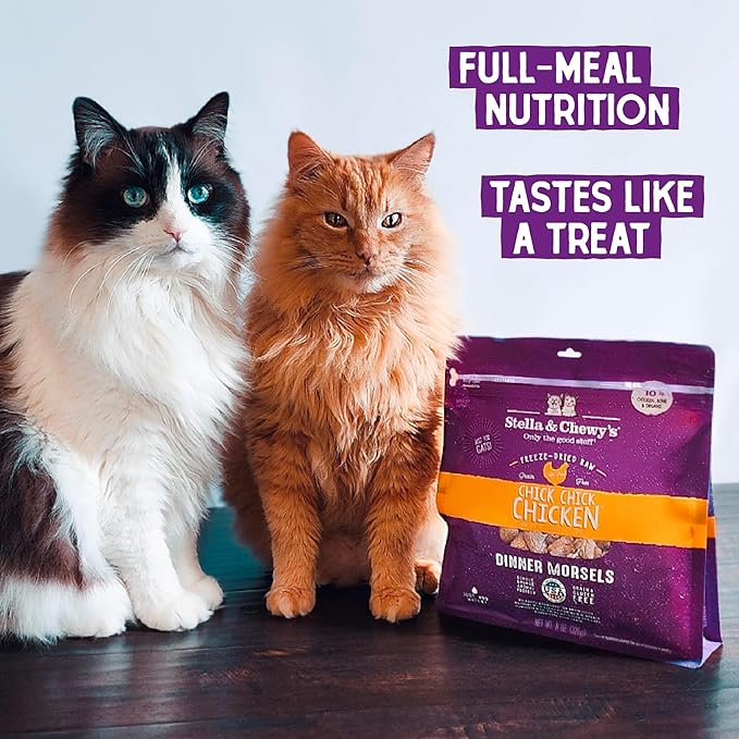 Stella & Chewy's Freeze-Dried Raw Cat Dinner Morsels - Premium Chicken Recipe with 98% Cage-Free Meat & Organs - Natural Grain-Free Cat & Kitten Food - Made in USA - 1 oz