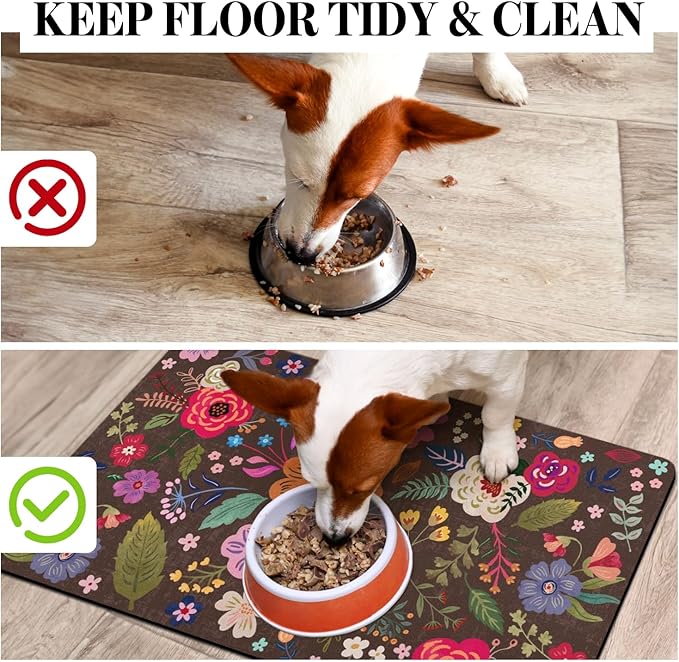 Dog Food Mats for Floors, Absorbent Dog Bowl Mat for Food and Water Dispenser, Quick Dry Cat Food Mat Pet Supplies