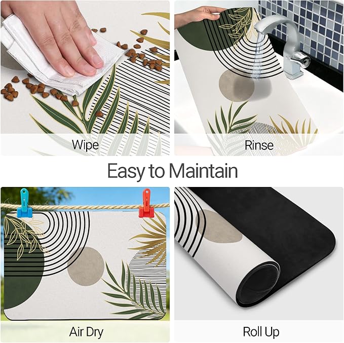 Dog Food Mat, Absorbent Waterproof Non-Slip Pet Cat Bowl Feeding Mat for Food & Water Pet Supplies 12 * 20"