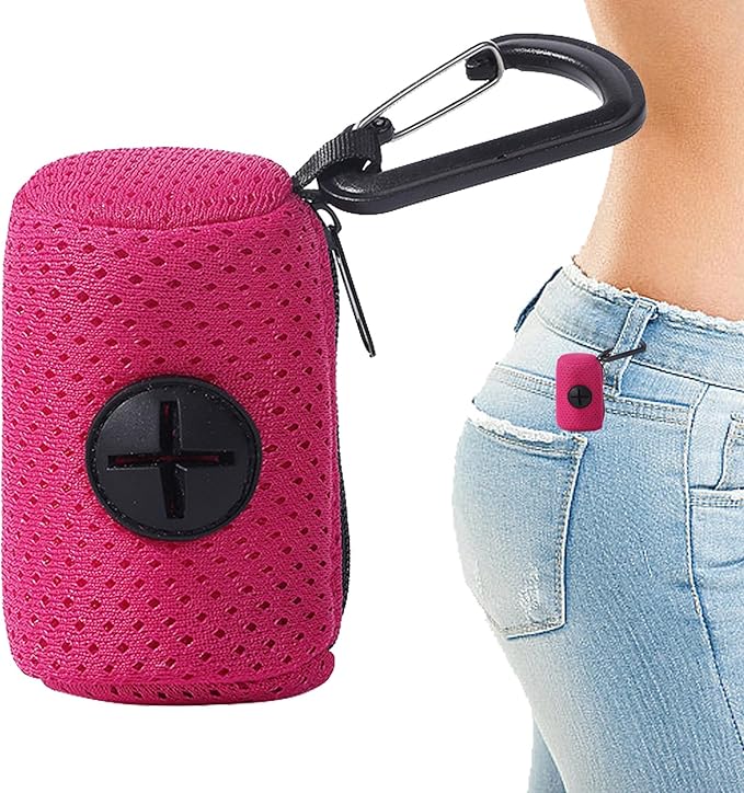 Dog Bag Holder | Mesh Fabric Attachment Waste Bag Dispenser with Zipper - Portable Dog Poop Holder, Fashion Pet Supplies for Walking, Outdoor, Training