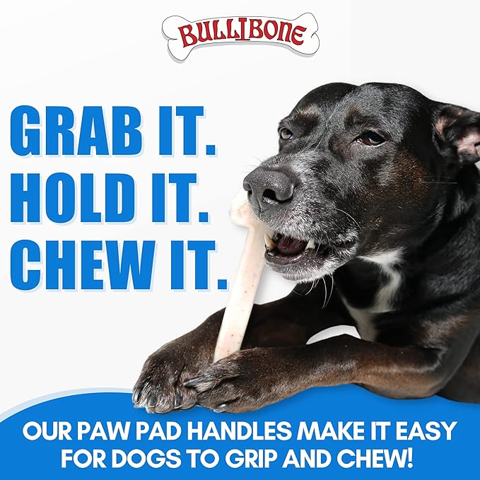 Bullibone Nylon Dog Chew Toy for Aggressive Chewers - Dental Hygiene Bone with Bacon Flavor, Durable Tough Chew Toys for Extra Large Dogs, Indestructible Dog Bone - 2 Pack