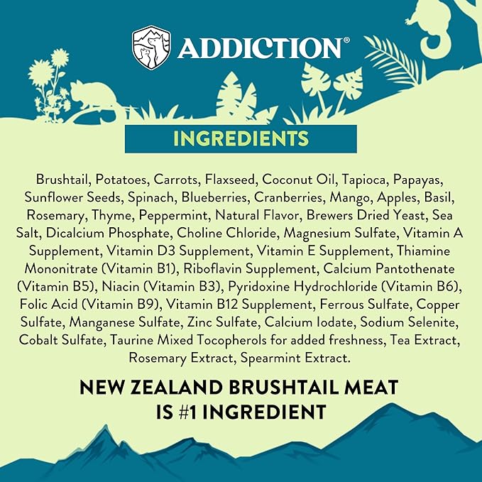 Addiction Perfect Summer Brushtail Raw Alternative Dog Food - Gently Air-Dried Complete Meal or Dog Food Topper for Digestive and Skin and Coat Health, 2 lb