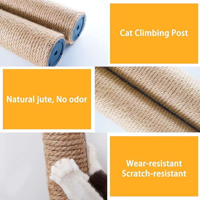 2pcs Cat Scratching Post Sisal Scratch Pole for Cat Trees Climbing Frame Replaceable Cat Scratcher Cat Toys Healthy Scratching Furniture Cat Supplies for Indoor Cat Kittens Activity 15 inch
