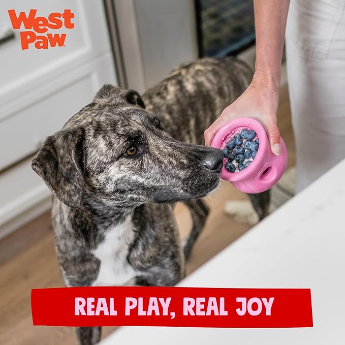 WEST PAW Zogoflex Toppl Interactive Treat Dispensing Puzzle Dog Toy for Mental Stimulation & Enrichment-Holds Kibble & Treats-Lickable, Freezable & Dishwasher Safe-Made in USA-Small-Candy Swirl