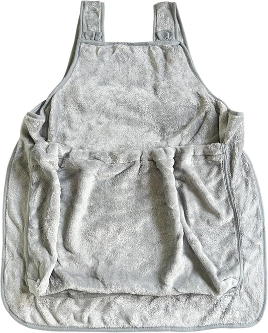 Pet Plush Carrier Apron with Adjustable Sleeping Bag Hands Free Sling Holder Cat Carrying Bonding Pouch for Small Dogs and Cats (Gray-b)