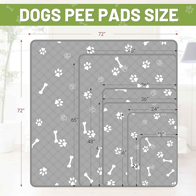 PatiencET Washable Pee Pad for Dogs, 72" x 72" Extra Large, Reusable Non-Slip Waterproof Playpen & Whelping Pad, Super Absorbent Floor Protector for Large Dogs & Multi-Pet Homes