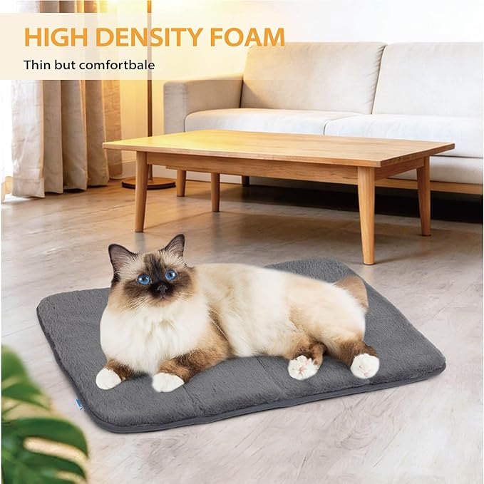 Dog Crate Pad for Large Dog - 35x23 Memory Foam Dog Bed, Washable & Anti-Slip Dog Bed Mat, Ultra Soft Kennel Pad for Dogs Cozy Sleeping Mat, Grey