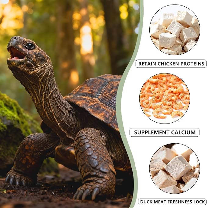 Freeze-Dried Chicken, Duck & Krill for Turtles, Cats & Dogs | 3 oz Canister | Protein-Rich Diet for Aquatic Turtles, Sensitive Stomach Pets & Skin Health (3 oz)