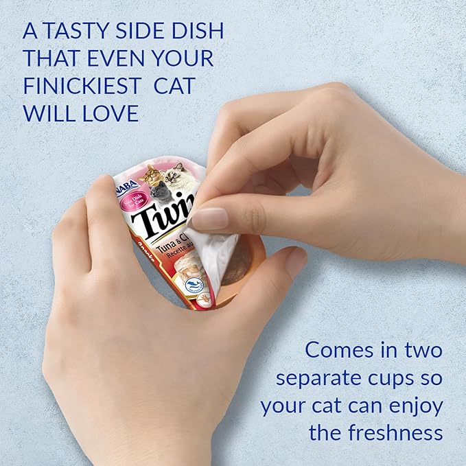 INABA Twins for Cats, Shredded Chicken & Broth Gelée Side Dish/Topper Cups with Vitamin E, 1.23 Ounces per Serving, 16 Servings, Chicken Recipe (Pack of 16)