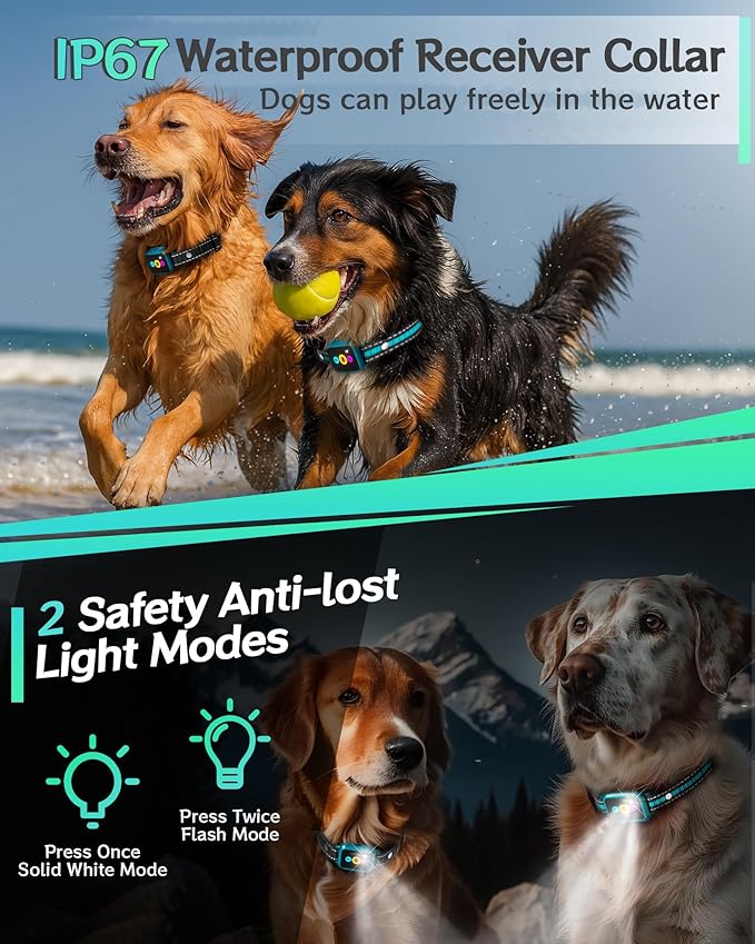 Dog Shock Collar for 2 Dogs 4200FT: Innovative Step Counter & Smart Color Screen Dog Training Collar with Remote 5 Modes, IP67 Waterproof Rechargeable Ecollars for Large Medium Small Dogs