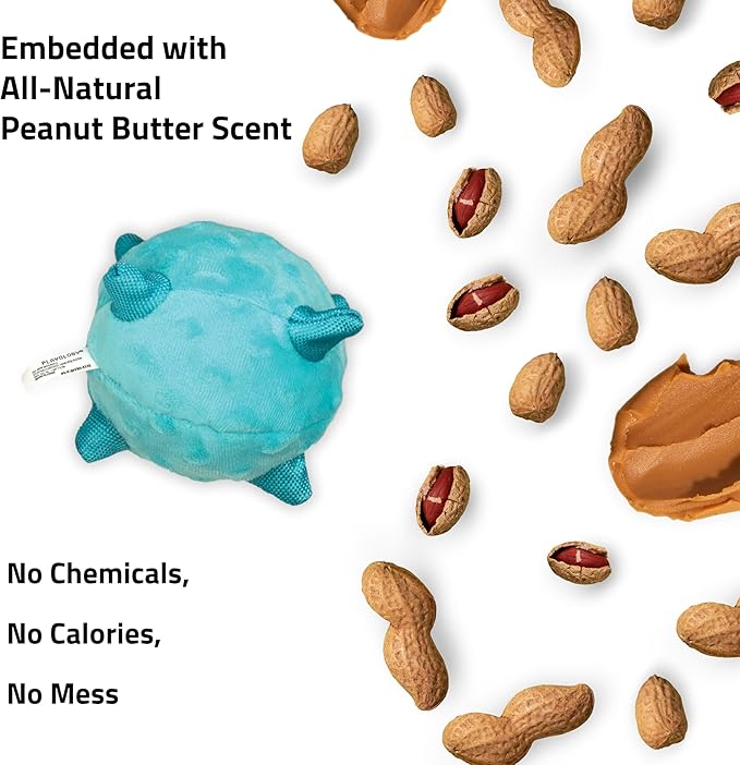 Playology Dog Toys | Puppy Toy Plush Sensory Ball for Dogs and Puppies | Jumbo Peanut Butter Scented Toy - Easy to Clean and Made from Non Toxic Materials