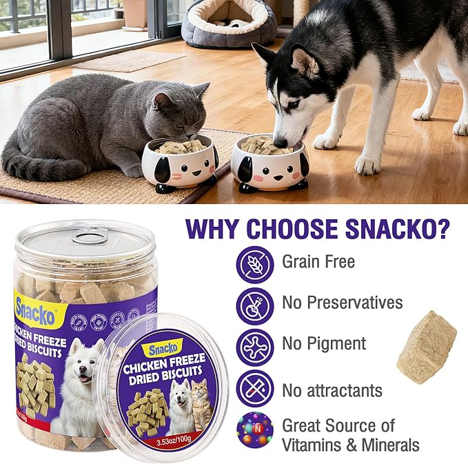 Freeze Dried Cat Dog Treats Soft Chicken Liver 3.05 oz Training Reward Dry Cube Helathy Puppy Pet Snack