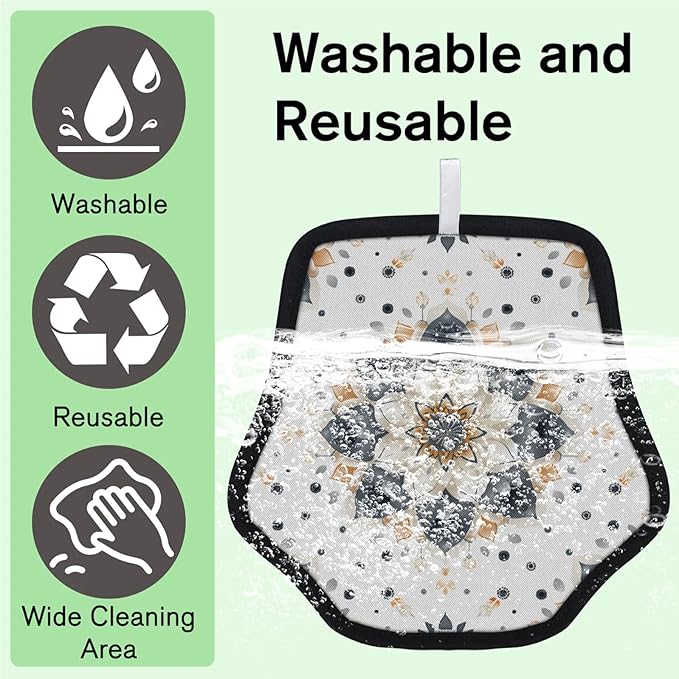 Floral Flower Pattern Electrostatic Pet Hair Removal Glove for Cats & Dogs - Reusable Grooming Mitt for Couch, Carpet, Car Seat & Laundry - Large 9x9 Inch
