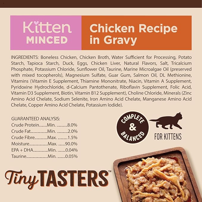 Wellness CORE Tiny Tasters Minced Kitten Wet Cat Food, Natural, Protein-Rich, Grain Free, 1.75-Ounce Pouch, 12 Pack, (Chicken)
