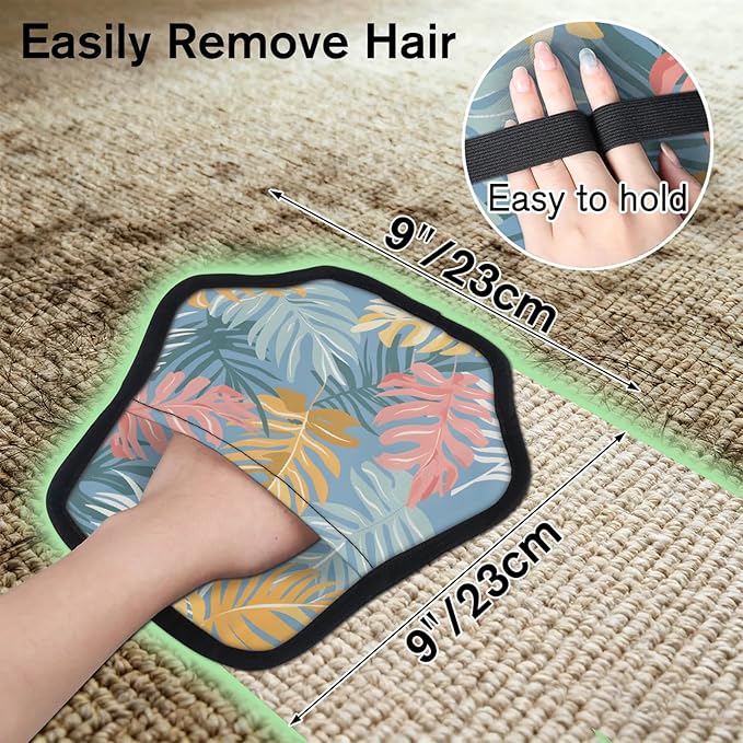 Cartoon Palm Leaves Electrostatic Pet Hair Removal Glove for Cats & Dogs - Reusable Grooming Mitt for Couch, Carpet, Car Seat & Laundry - Large 9x9 Inch