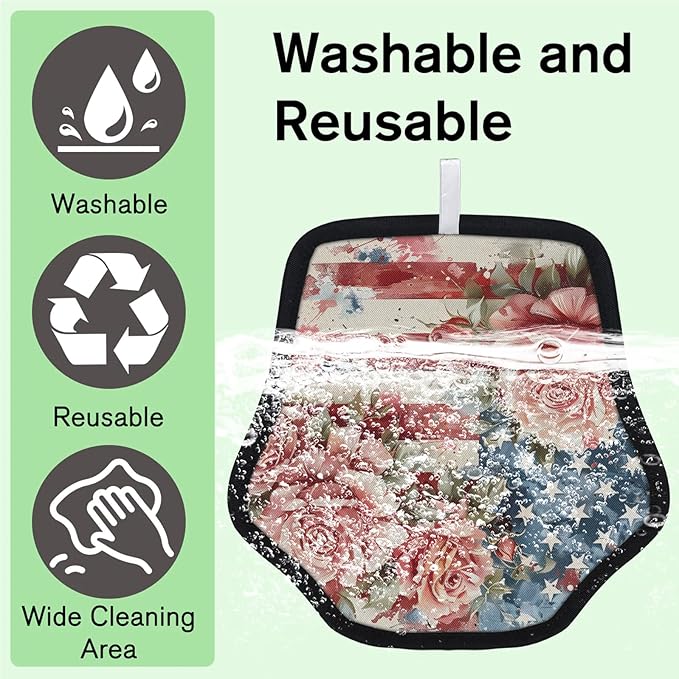 Reusable Pet Hair Removal Glove Floral Star Stripe Magic Brush for Cat & Dog Hair Remover for Car, Sofa, Bedding, Clothes - 9x9 Mitt Washable