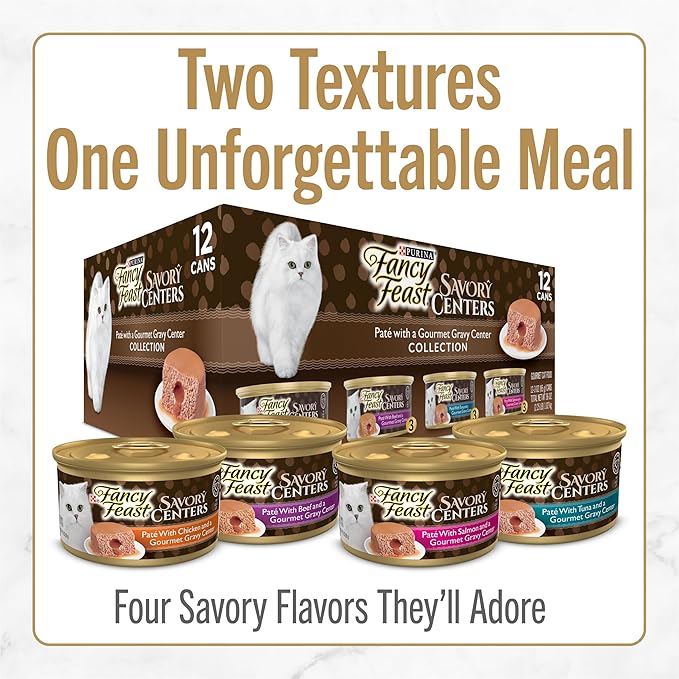 Purina Fancy Feast Savory Centers With Tuna Wet Cat Food Pate with Gourmet Gravy Center - (Pack of 24) 3 oz. Cans