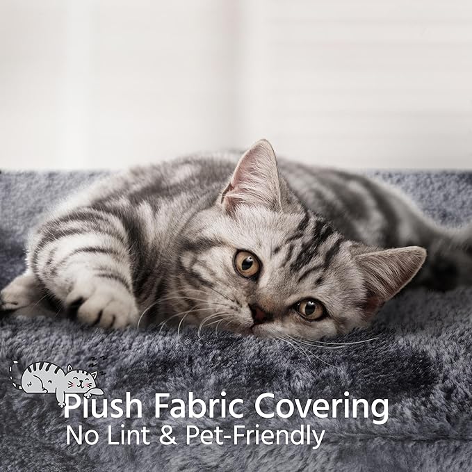 Yaheetech 34.5in Scratching Post, Cat Scratchers for Indoor Cats and Kittens, Multifunctional Activity Post w/Sisal Rope＆Dangling Ball＆Large Condo, Dark Gray