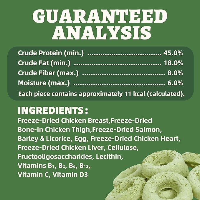 Wellix Cat Grass Treats Freeze-Dried Donut for Cats & Dogs - Hairball Control,Gut Health for Dental Cat Treats - Natural Teeth Cleaning for Kittens Training Snacks Chicken Formula 3oz