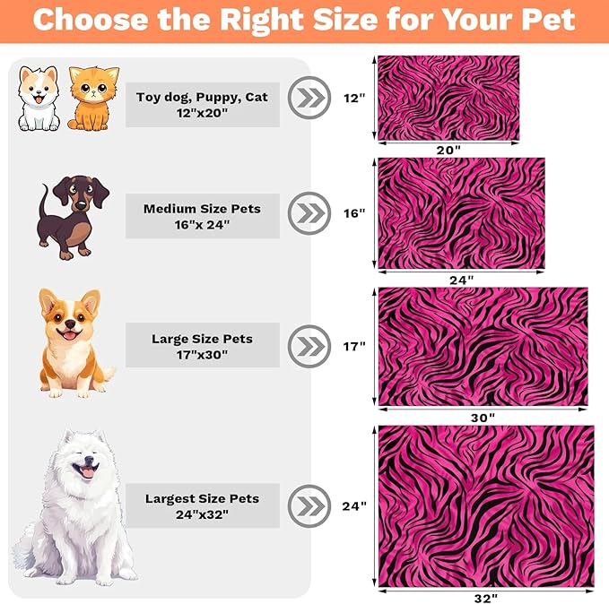 Zebra Print Dog Food Mat for Floors Absorbent Dog Bowl Mat for Food and Water Dispenser Quick Dry Cat Food Placemat Pet Supplies 12" x 20", Zebra Skin