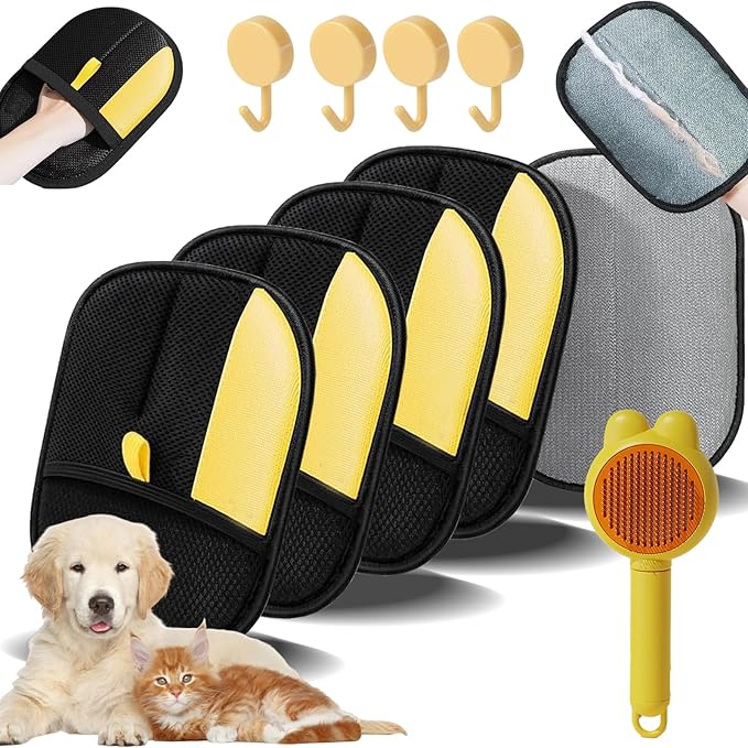 Static Removal Gloves for Pet Hair, 2025 New Pet Hair Remover Glove, Electrostatic Pets Hairs Remover, Pets Grooming Gloves for Carpet, Couch, Clothing and Other Surfaces (4PCS)