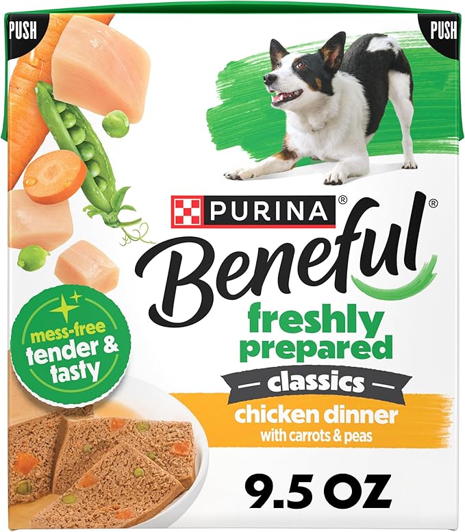Purina Beneful Freshly Prepared Classics Chicken Dinner with Carrots and Peas Pate Dog Food - 9.5 oz Carton (Pack of 6)
