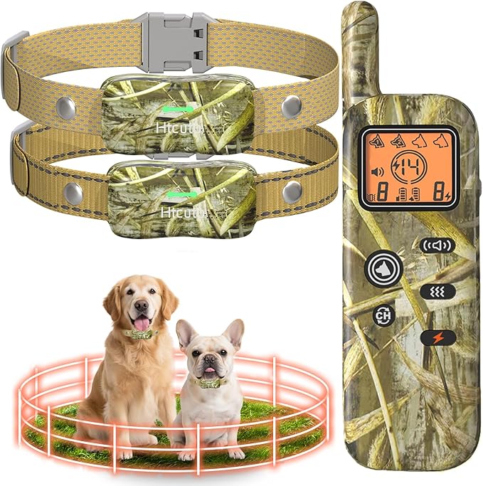 Wireless Dog Fence System for 2 Dogs with 2 Collars 856 Acre Electric Dog Fence Shock Mulit Dogs Training Collar with Remote Ultrasonic Portable Waterproof Outdoor Safe Pet Containment System