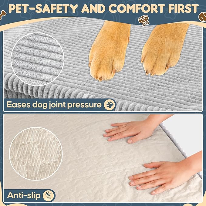 Dog Car Bed, Non-Slip Backseat Extender Pet Mat, Removable Washable Dog Bed for SUVs, Sedans & Trucks, Anti-Slip Travel Bed for Dogs, Easy Clean & Scratch-Proof & Comfort Light Gray (50"×24.6")