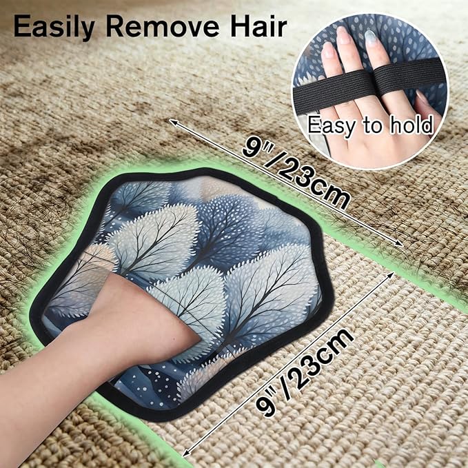 Trees Electrostatic Pet Hair Removal Glove for Cats & Dogs - Reusable Grooming Mitt for Couch, Carpet, Car Seat & Laundry - Large 9x9 Inch