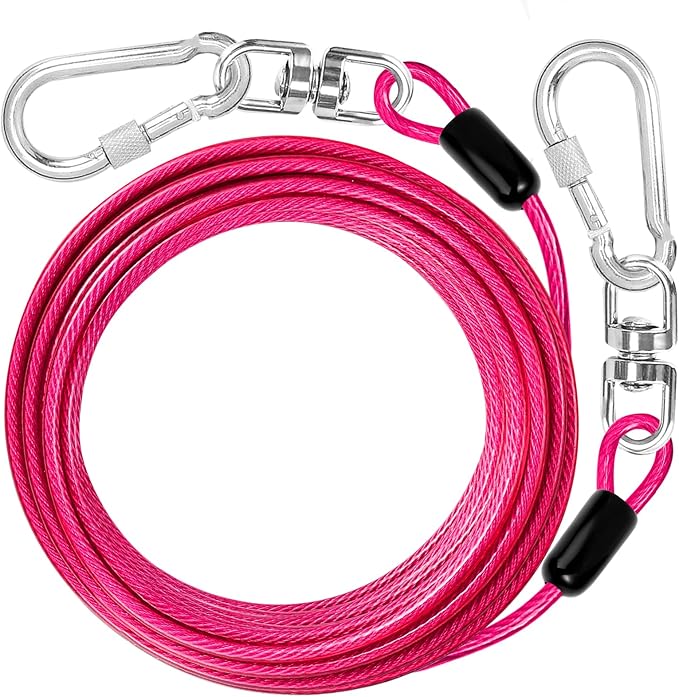 jenico Dog Tie Out Cable: 15 ft Dog Lead for Yard - Heavy Duty Chain Leash Outside for Small Large Dogs Up to 500 lbs - Outdoor Dog Runner Tether