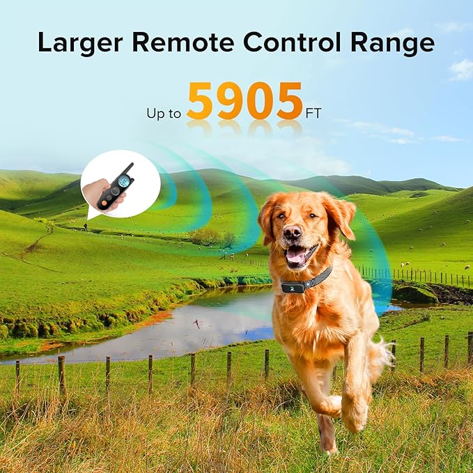 Wireless Dog Fence -25FT to 3500FT Electric Fence for Dogs,185 Days Standby Time Training Collar,Pet Containment System with 3 Training Mode,Flash Light and Waterproof