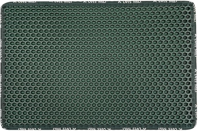 Cat Litter Mat Cat Litter Trapping Mat, Non-Slip Honeycomb Double Layer Design, Urine and Water Proof Material, Scatter Control, Less Waste, Easier to Clean Washable Cat Box Mat, Green