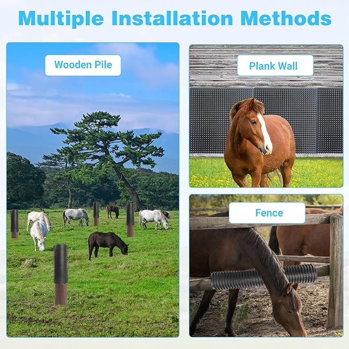 2 pcs Horse Cattle Scratchers, Horse Scratching Post, Super Soft Massage Brush Kit for Equine Bovine, Scratching Itch Relief Pad for Small Farm Animal Goat Sheep Cow Dog