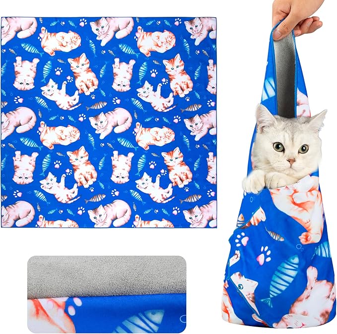 35.4“ Cat Wrap for Cutting Nails Self-Adherent Fabric Cat Wrap for Grooming Cat Restraint for Nail Clipping Anti-Escape Cat Calming Wrap Within 22lbs