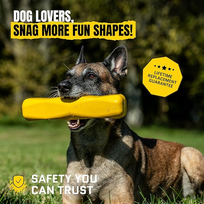 Giant XL Virtually Indestructible Dog Stick - Lifetime Replacement - Tough, Durable Chew Toy for Aggressive Chewers - Safe Non-Toxic Natural Rubber - Chew & Tug - Large - 12"x2.5", 2.25lbs