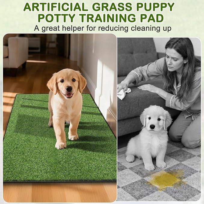 Artificial Grass for Dogs Potty, 31"x51" Reusable Pet Training Mat for Home and Travel, Washable Hemmed Edge Grass Pee Pad with Drainage Holes, Easy to Clean (31"x51")