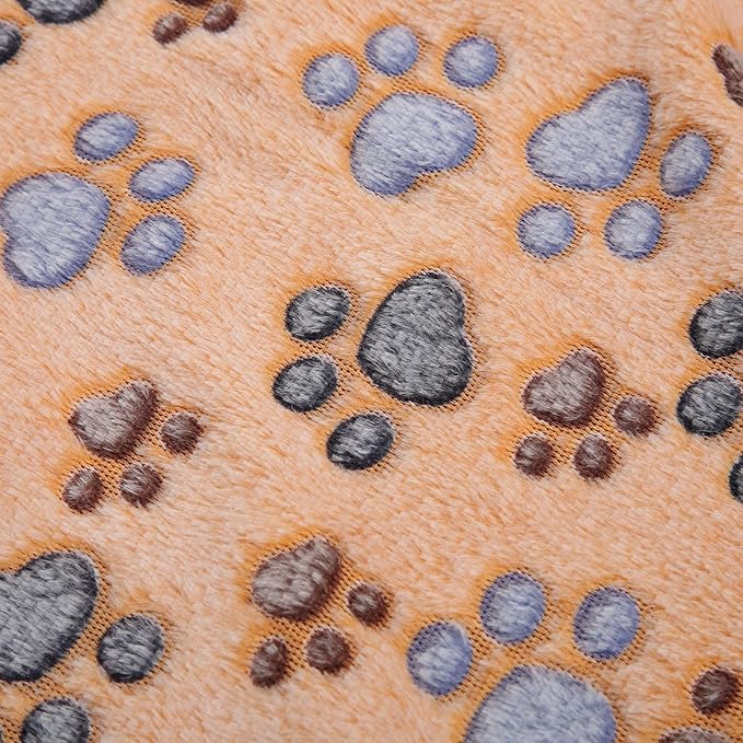 3Pcs Dog Paw Print Fleece Blanket, Pet Warm Sleep Mat, Coral Fleece Soft Dog Blanket with Cute Paw Design, Bite Resistant Pet Supplies for Dogs Cats Small Animals (L)