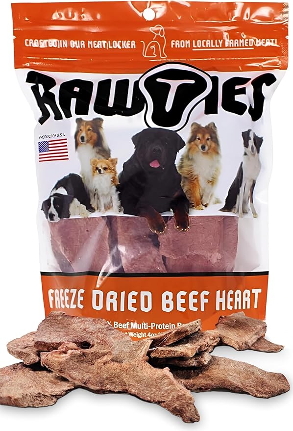 Premium Freeze-Dried Raw Beef Heart for Dogs – 100% USA-Sourced Raw Meat Dog Food – Grain-Free, No Fillers, High Protein Nutrition for Small & Large Breeds, 4 Pack