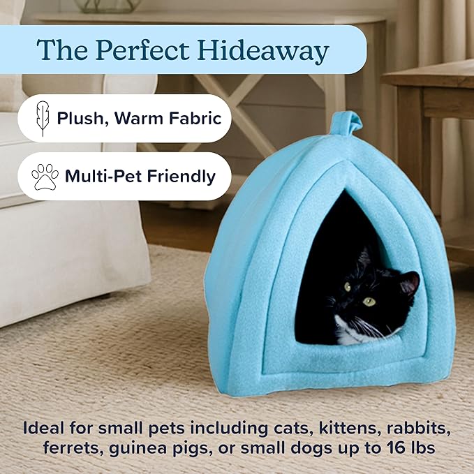 PETMAKER Indoor Cat House with Removable Foam Cushion for Cats, Kittens, Small Dogs & Small Pets, Plush Pet Bed Crate Tent Hideaway with Cozy Soft Interior, Small Animal Sleep & Rest Space