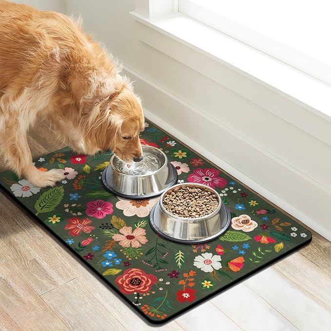 Dog Food Mats for Floors, Absorbent Dog Bowl Mat for Food and Water Dispenser, Quick Dry Cat Food Mat Pet Supplies