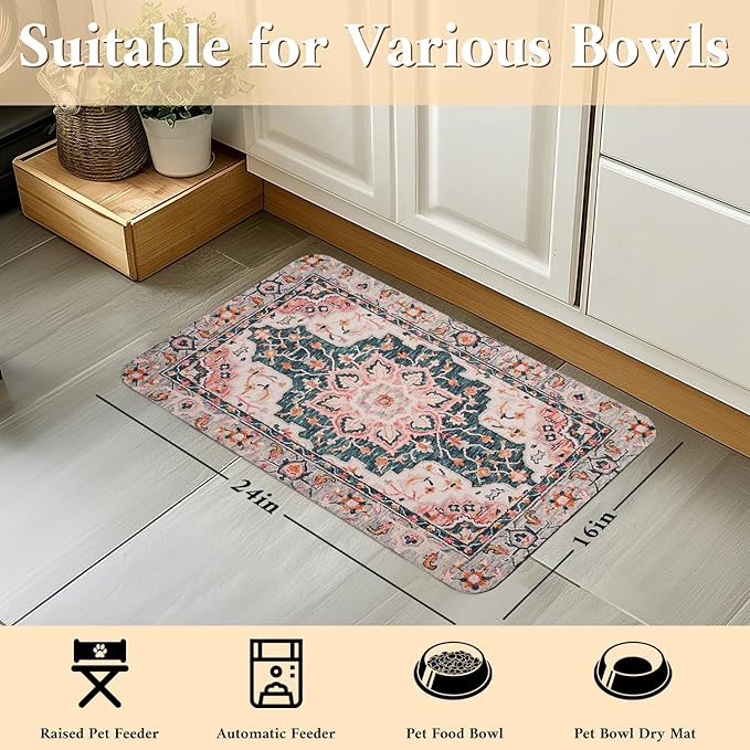 Dog Food Mat for Floors Waterproof Quick Dry Pet Placemat Cat Feeding Bowls Mats for Food and Water, Eco-Friendly Dog Accessories Diatomite Pets Supplies 16" X 24"