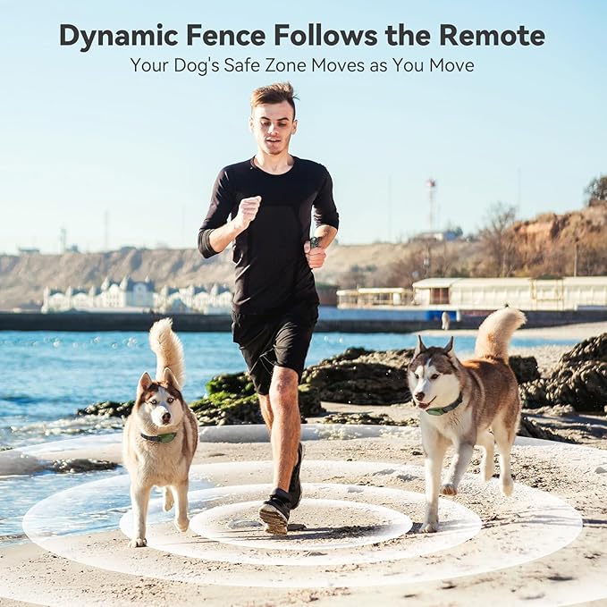 Wireless Dog Fence - Portable Electric Fence, Dog Shock Collar, Perimeter Containment System with Adjustable Radius up to 656 ft in Open Areas, Waterproof Rechargeable (Olive Green - for 1 Dog)