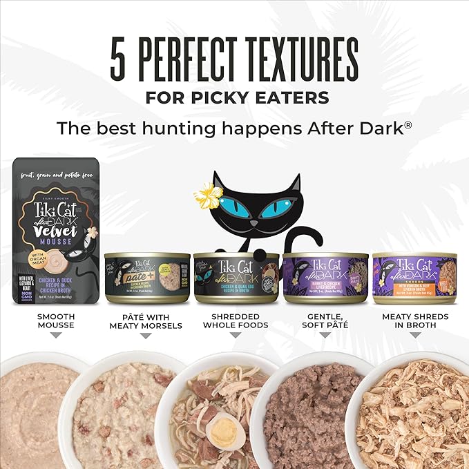 Tiki Cat After Dark Soft Pate Wet Cat Food, Chicken, Chicken Liver & Quail Recipe, 5.5 oz. Can (8 Count)