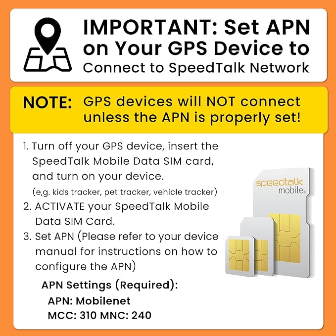 SpeedTalk Mobile $5Prepaid SIM Card for 5G 4G LTE GPS Trackers for Pet s, Kids, Senior, Vehicle OBD, IoT, Car Tracker Devices | 30 Days Wireless Service in The USA