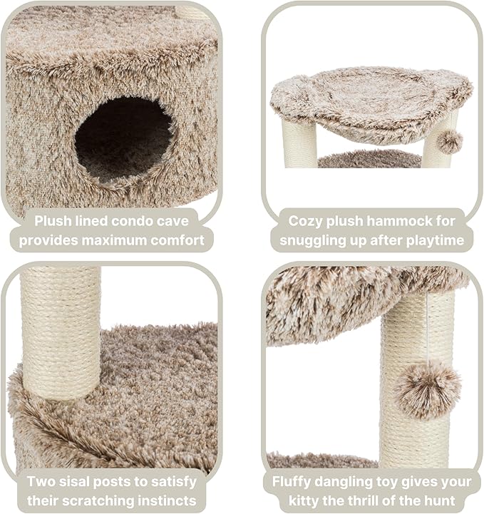 TRIXIE Gerado Cat Tree with Hammock, Condo, Scratching Post, Cat Toy
