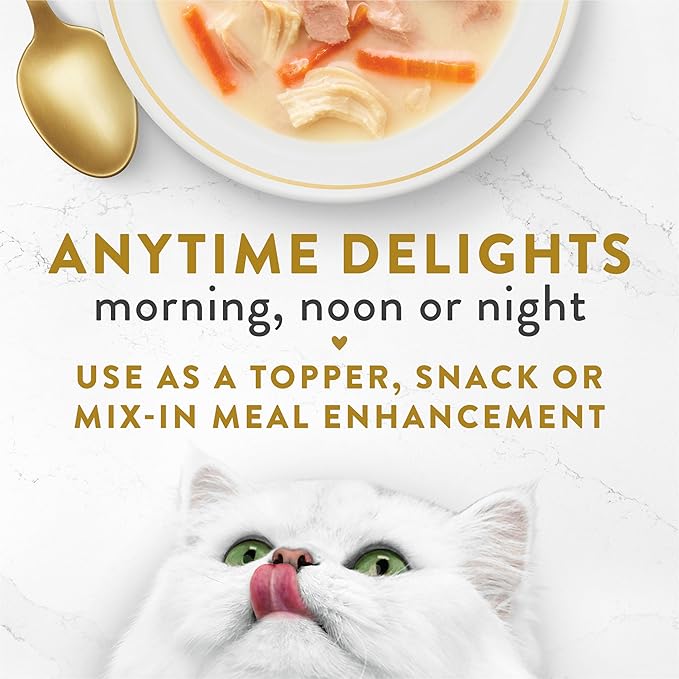 Purina Fancy Feast Lickable Wet Cat Food Broth Topper, Creamy With Tuna, Chicken, and Whitefish - (Pack of 16) 1.4 oz. Pouches