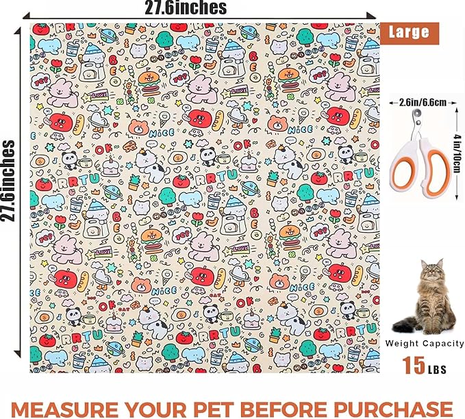 27.6‘’ Cat Grooming Wrap, Self-Adhesive Cat Wrap for Cutting Nails, Calming Cat Burrito Wrap Cat Swaddle Wrap Anti-Scratch Anti-Escape Cat Restraint for Nail Clipping, Medicine, Teeth Brushing