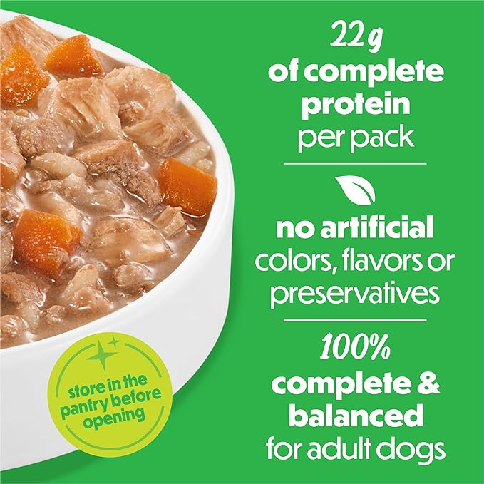 Purina Beneful Freshly Prepared Stews Chicken Dinner with Carrots and Rice Wet Dog Food in Dog Food Gravy - 9.5 oz Carton (Pack of 6)