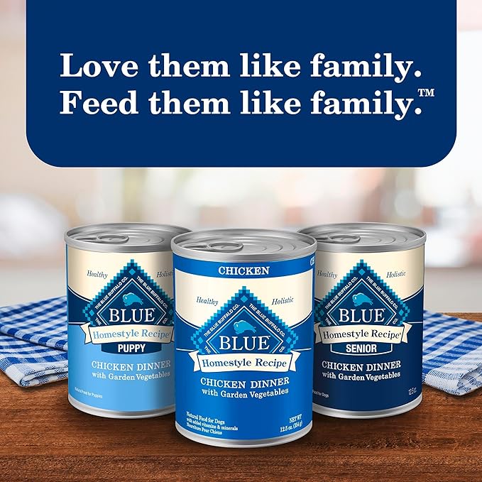 Blue Buffalo Homestyle Recipe Beef Dinner with Garden Vegetables Wet Dog Food for Adult Dogs, Chicken Recipe, 12.5 oz. Cans, 3 Count